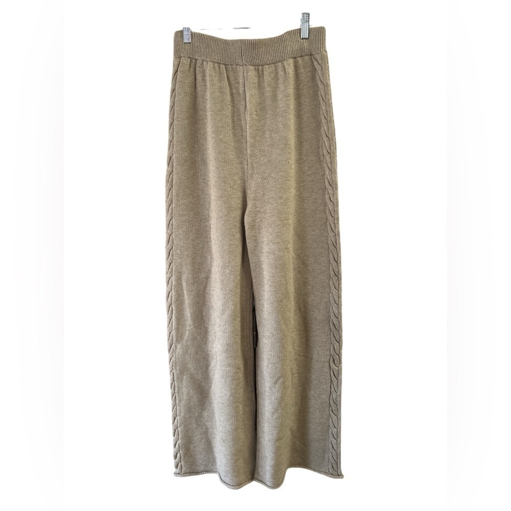 Cream tan knit sweater lounge pants sweats - Picture 3 of 3